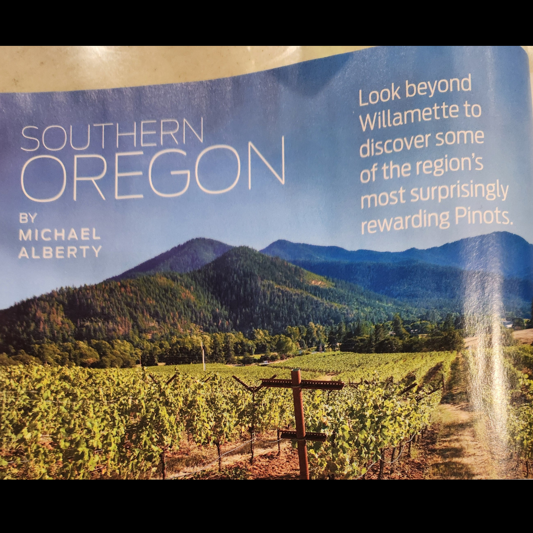 Feature in Wine Enthusiast Magazine April 2024 highlights Southern Oregon Pinot Noir
